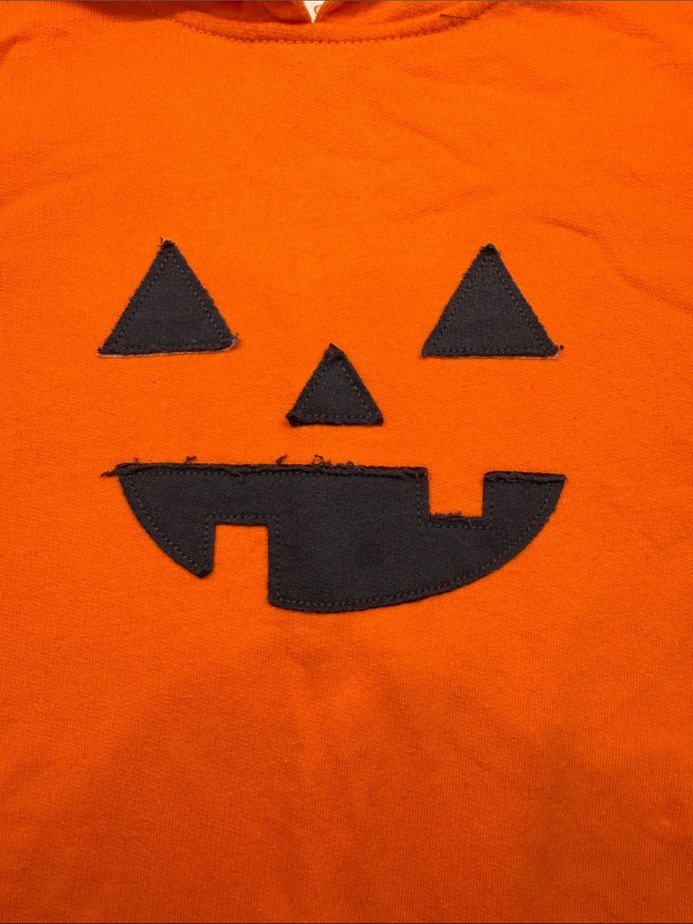 Cat & Jack Orange Pumpkin Jack-O'-Lantern Hooded Romper, 18mo